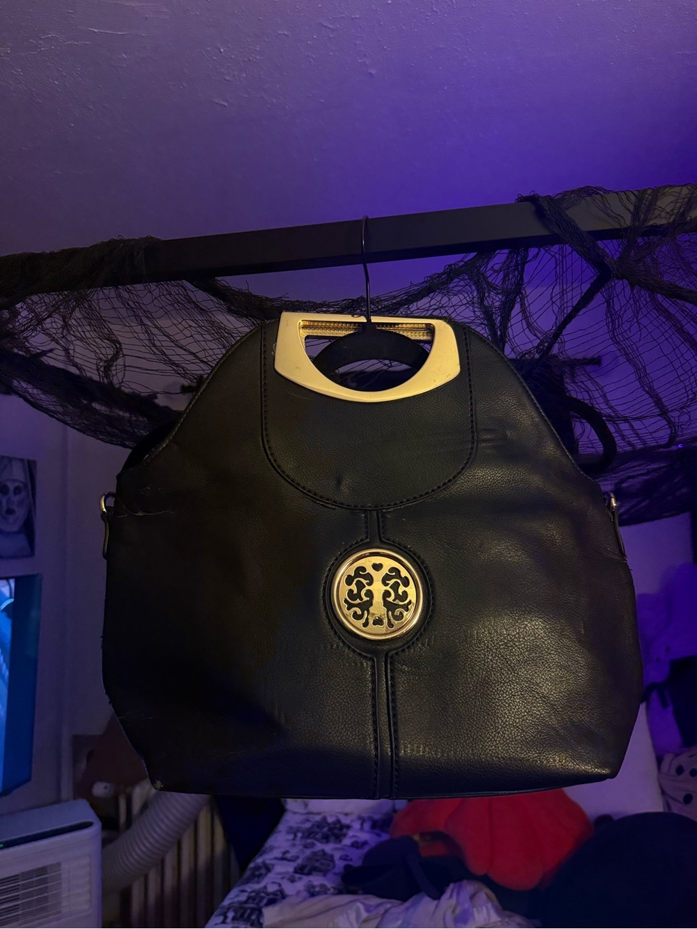 Black Women's Tote Bag with Gold Accent